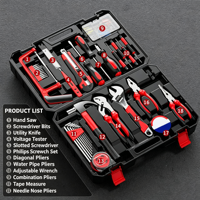 Kit d'outils de bricolage 100 pièces avec pinces pour tuyaux et scie à main, ensemble complet de plomberie et de réparations quotidiennes dans un coffret moulé par soufflage