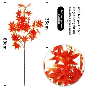 Flores artificiales de hoja de arce rojo, ramas de Otoño de plástico sedoso para paisajismo interior, decoraciones navideñas para el hogar y la Oficina - Product Image 5