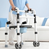Déambulateur multifonction pliable pour personnes âgées avec roues, étanche, léger, garantie 1 an, siège commode et toilettes