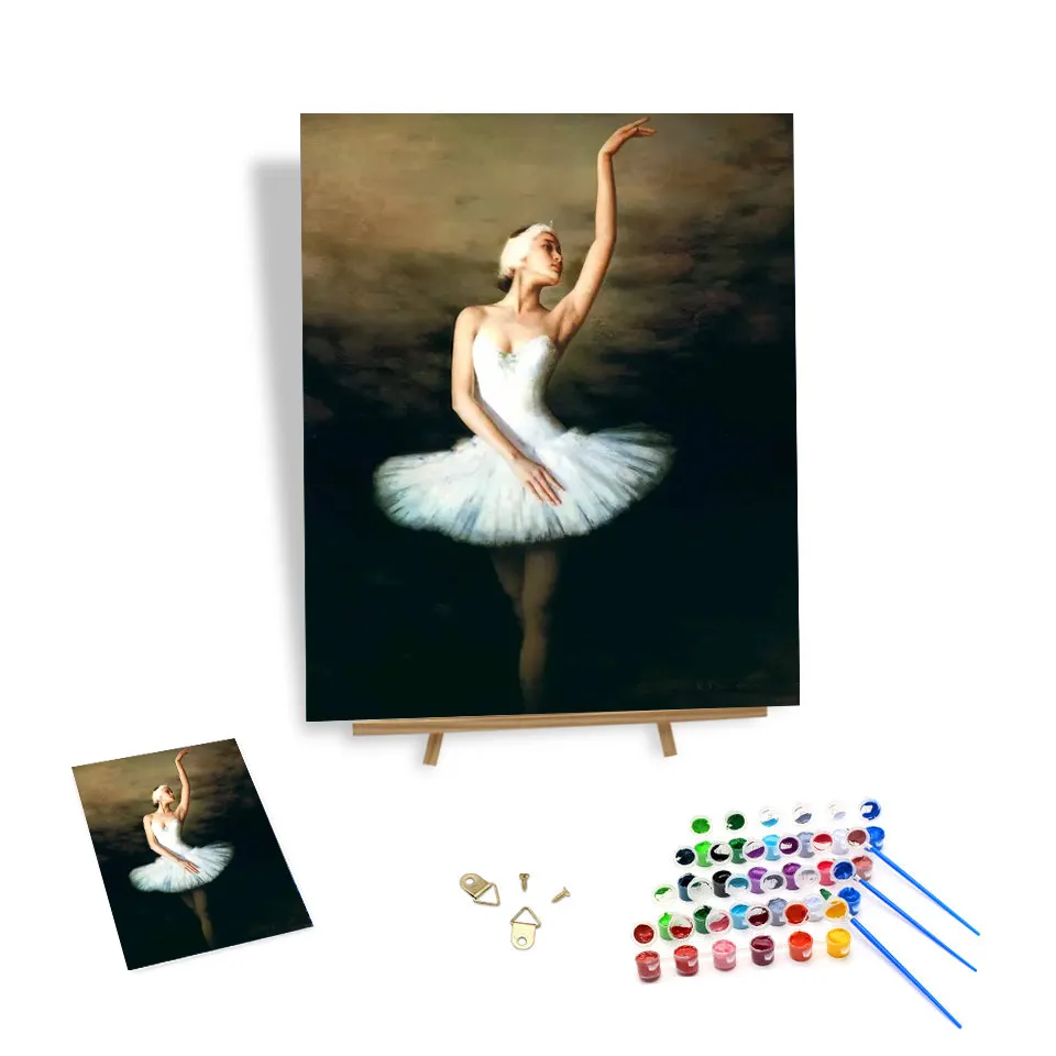 Figura simples Pintura por números Kits Elegante Ballet Girl Diy Pintura a óleo Digital Art Photo Gift for Friends
