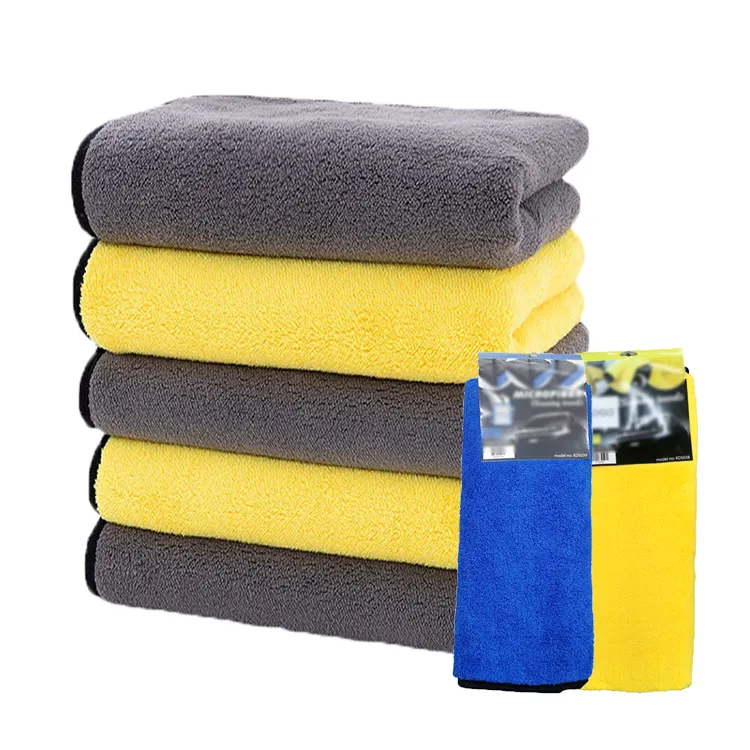 Custom logo thick car detailing polyester coral fleece car drying cleaning towel microfiber towel car wash towel