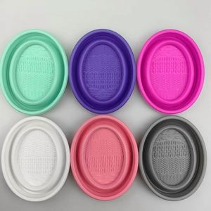 Silicone Foldable Portable Beauty Egg <b>Brush</b> Cleaning Tool Targeted Makeup Powder Puff <b>Scrub</b> Mat for Cleaning <b>Brushes</b> - Product Image 6