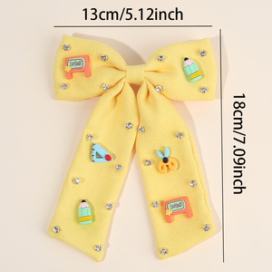 CN Luxury Back to School Fabric Boutique Hair Bow Clip Pasador hecho a mano Lápiz Horquillas para el cabello Niñas Colas largas Accesorios escolares - Product Image 5