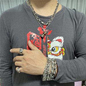 Collar de hombre de acero inoxidable con colgante de calavera, estilo retro punk 120156 - Product Image 4