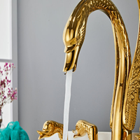 Robinet de salle de bain thermostatique Golden Swan chromé à 3 poignées, montage sur plan, jet de pluie