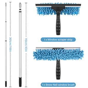 12ft Kính thiên văn cửa sổ làm sạch Kit kích thước lớn Chenille cửa sổ bàn chải cho kính liền mạch làm sạch cửa sổ làm sạch giống cây chổi - Product Image 2