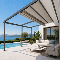 Pergola pliante en tissu imperméable avec option de contrôle par application intelligente pour jardin et bord de piscine, avec toit en tissu de couleur personnalisée