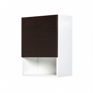 Mueble de Pared de 1 Puerta con Compartimento Abierto, Color Wenge, 44 cm de Largo, 28 cm de Ancho, 59 cm de Alto, Almacenamiento para Cocina - Product Image 3