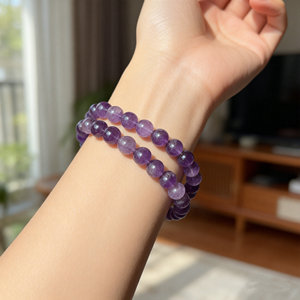 <span class=keywords><strong>Bracelet</strong></span> extensible en améthyste naturelle et apatite de 8 mm pour la guérison et la spiritualité - Pierre naturelle 100% authentique - Product Image 6