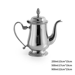 Service à café en acier inoxydable 304 de qualité supérieure, vente en gros d'usine, théière élégante gravée avec <span class=keywords><strong>bec</strong></span> verseur anti-goutte pour bar à domicile - Product Image 2