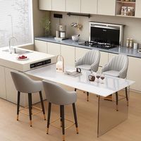 Tabouret de bar haut de gamme en cuir, style européen moderne et minimaliste, avec structure en fer forgé et dossier pivotant, pour usage commercial et îlot de cuisine domestique