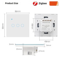 Interrupteur Zigbee de type 86, application intelligente Tuya, commande vocale, minuterie à distance, marche/arrêt, panneau en verre trempé Alice