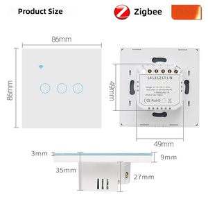 Interrupteur Zigbee de type 86, application intelligente Tuya, commande vocale, minuterie à distance, marche/arrêt, panneau en verre trempé Alice - Product Image 4
