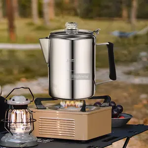 HIGHWIN-Percolador de café por inducción de acero inoxidable, para viajes, camping, venta al por mayor