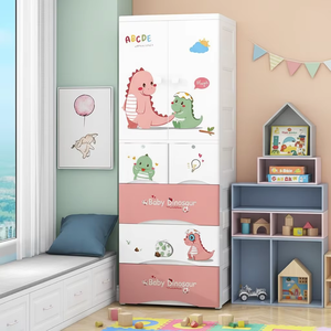 Armoire de rangement pour bébé en PP épaissi <span class=keywords><strong>60</strong></span>*40*156 <span class=keywords><strong>cm</strong></span>, armoire multi-niveaux pour vêtements d'enfants, organisateur de vêtements pour enfants - Product Image 1