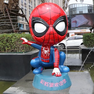Dessin animé personnalisé Q Version Spider-Man Modèle Avengers Alliance Théâtre en fibre <span class=keywords><strong>de</strong></span> verre Centre commercial Magasin Sculpture Grands ornements - Product Image 4