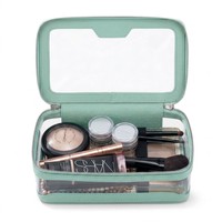 Pochette de maquillage transparente en PU avec fermeture éclair, écologique, tendance, pour voyager, organiseur de sac, trousse de toilette pour femmes, pochette pour soins de la peau