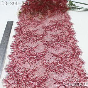 Galon de Dentelle Chantilly en Nylon Floral à Bord Cils 25cm Doux Noir Rose Clair Rouge, <span class=keywords><strong>Tissu</strong></span> de Dentelle Française de Qualité pour Robe de Femme - Product Image 3