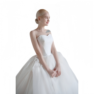 Taglie forti <span class=keywords><strong>abito</strong></span> da ballo <span class=keywords><strong>bianco</strong></span> <span class=keywords><strong>senza</strong></span> <span class=keywords><strong>spalline</strong></span> <span class=keywords><strong>abito</strong></span> da sposa-gonna in Tulle multistrato e Silhouette elegante per le spose da principessa - Product Image 6