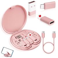 Convertidor de Cable de carga de 60W rápido portátil de viaje multifuncional, juego de regalo, caja, adaptador de almacenamiento, Kit de Cable de datos con estuche