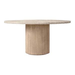 Muebles de Comedor Contemporáneos Hechos a Mano HDC, Mesa de Comedor Byrod Emperador Personalizada con Patas de Madera y Cubierta de Mármol para Hogar, <span class=keywords><strong>Bar</strong></span>, Club, Hotel - Product Image 3