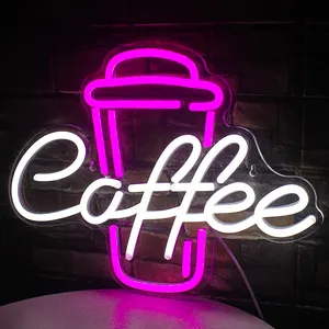 Dropshipping insegne al Neon Logo caffè personalizzato Led Neon Sign Light personalizza insegna al Neon Flex Led acrilica montata a parete