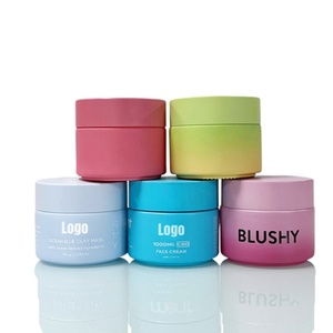 Custom <b>Empty</b> Frosted Purple Blue Pink Green 30g 50g 60g Glass Cream <b>Jars</b> for Skin Care Face Eye Body Cosmetic Packaging - Product Image 3