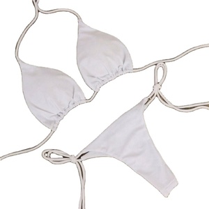 Maillot de bain bikini sexy pour femme, 2 pièces, à nouer autour du cou, extensible, motif rayé, multicolore, ensemble 1 pièce - Product Image 3