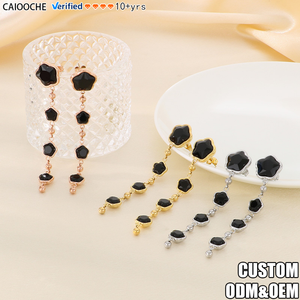 CAIOOCHE Boucles d'oreilles en acier inoxydable à cinq feuilles de trèfle, plaquées or 18 carats, étanches, <span class=keywords><strong>cadeau</strong></span> de luxe pour femme, vente chaude - Product Image 1