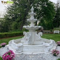 Fontaine en marbre de cheval, statue d'eau de jardin extérieure en pierre naturelle blanche italienne personnalisée