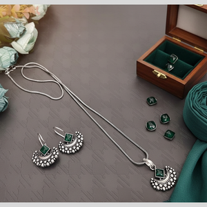 Ensemble de pendentif chaîne en pierre Pota plaquée oxydée 11714290GR Collection de bijoux fins - Product Image 3