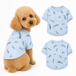 Light Blue Brush Stroke Print Short Sleeve <b>Dog</b> Tee summer pet clothes oem pet clothes Soft Breathable Cotton Round Neck - Product Image 1