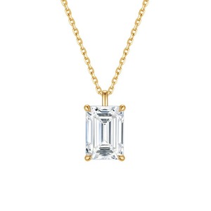 SGARIT Women's Trendy Custom 18K Gold Lab Grown Diamond <b>Necklace</b> VS <b>D</b> 2ct IGI Certificate Emerald Cut Halo Octagonal Bezel - Product Image 6