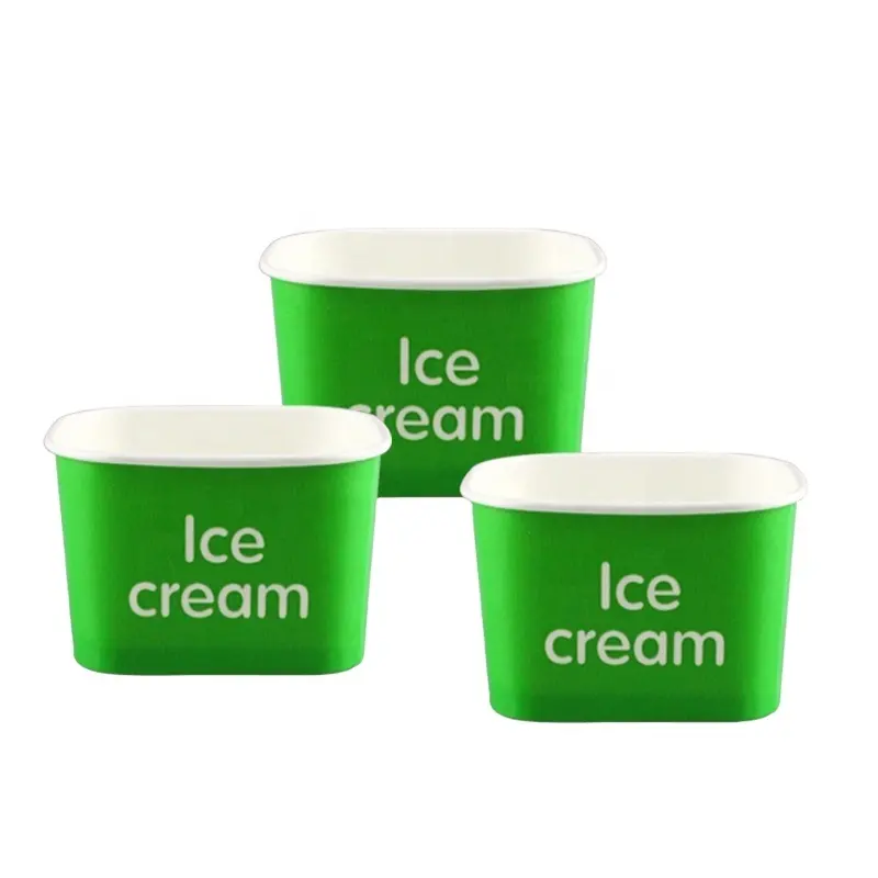 12oz 360ml Ice Cream Biodegradabile Gelato Gelato Tazza di Carta Con Coperchio