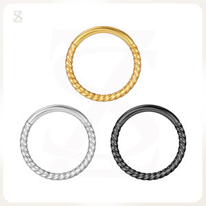 G23 Piercing en titane, anneau de nez, demi-anneau CZ pavé en forme de D, anneau de Segment cliquez sur Cartilage <span class=keywords><strong>Trag</strong></span> - Product Image 1