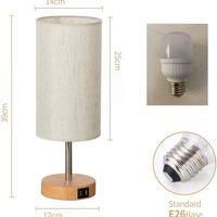 Lampe de chevet à intensité variable Lampe de table cylindrique Lampe de chevet minimaliste Lampe de chevet Charge USB Petite lampe de bureau