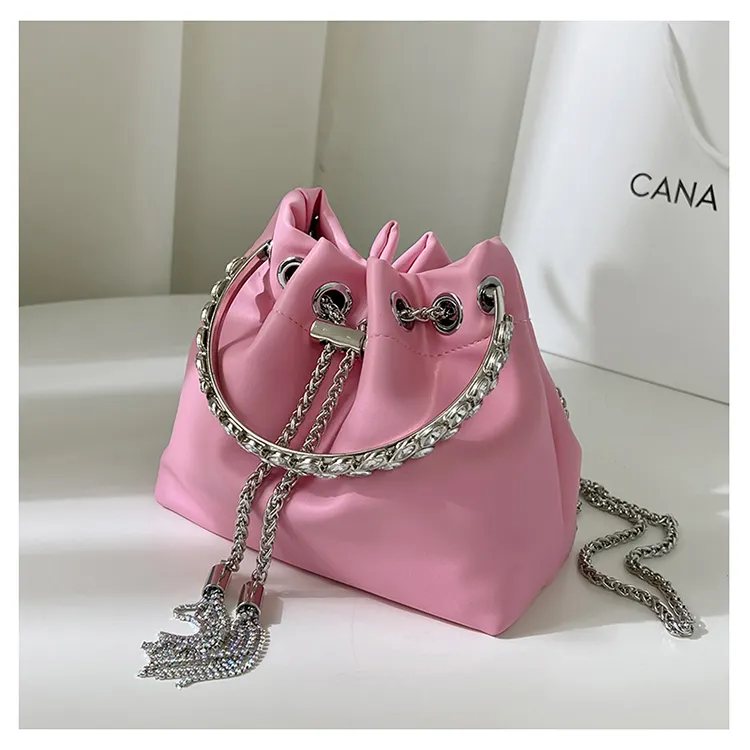 candy color jelly top pleated handle unique small purse evening bag women's mini bucket bags