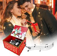 Vente chaude boîte à musique en bois de Noël cadeau de Noël en bois décorations de Noël boîte à musique en bois mobile