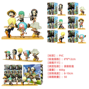 6 figurines en un seul ensemble, Anime One Piece Luffy Sanji <span class=keywords><strong>Zoro</strong></span> Chopper, modèle demi-découpe, figurines en plastique pour décoration - Product Image 2