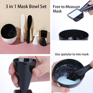 3 in 1 maschera cosmetica per <span class=keywords><strong>viso</strong></span> ciotola cucchiaio spatola <span class=keywords><strong>Set</strong></span> D0892 bellezza cura della pelle maschera ciotola riutilizzabile per parrucchiere maschera strumento ciotola per parrucchieri - Product Image 4