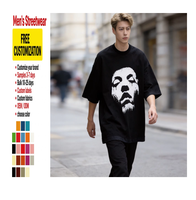 T-shirt vierge surdimensionné en coton épais 280g de haute qualité, personnalisable avec logo, pour homme, style streetwear, imprimé animal, décontracté, style américain
