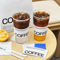 Gobelets à café jetables en plastique PP à paroi simple, logo personnalisé, origine Fujian, 16 oz, diamètre du fond 98 mm
