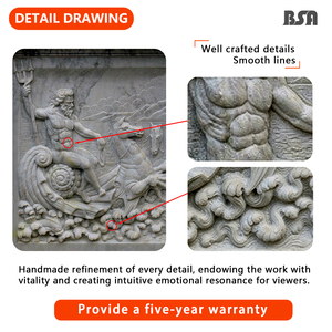 Relief en marbre sculpté à la main de Poséidon, dieu de la mer avec trident et <span class=keywords><strong>hippocampe</strong></span>, pour la décoration murale de villas et d'hôtels de luxe - Product Image 3