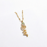 Collier pendentif serpent en zircon, chaîne en acier inoxydable, bijoux plaqués or, bijoux tendance pour femmes