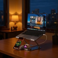 Support de tablette PC en alliage d'aluminium réglable en hauteur avec charge sans fil et dissipation rapide de la chaleur, emballage en boîte couleur