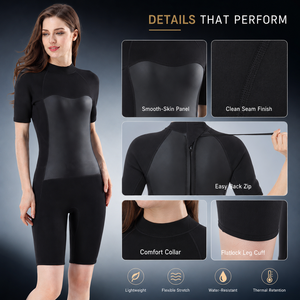 Combinaison <span class=keywords><strong>de</strong></span> plongée courte en néoprène thermique 2 mm pour <span class=keywords><strong>femme</strong></span>, vente en gros - Product Image 4