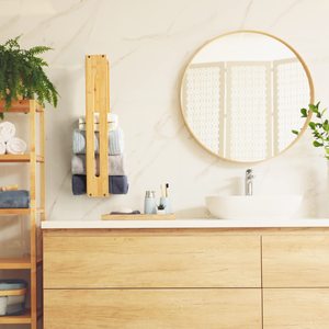 Toallero de Bambú Estilo Americano, Soporte de Pared para <span class=keywords><strong>Baño</strong></span>, Organizador de Almacenamiento - Product Image 2