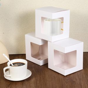 Wholesale White Gift Paper Packing Box Customized Design Coffee Cup <strong>Mug</strong> Packaging <strong>Boxes</strong> With Clear Window - Product Image 3