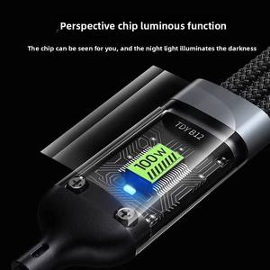 Factory Wholesale 3 In 1 100W Night-luminous Universal USB Cable Universal Cell Phone USB Type-C Cable /Android Charging Cable
