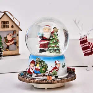 New Design Music Box Santa And Train Christmas Snow Globe Santa Snow Ball